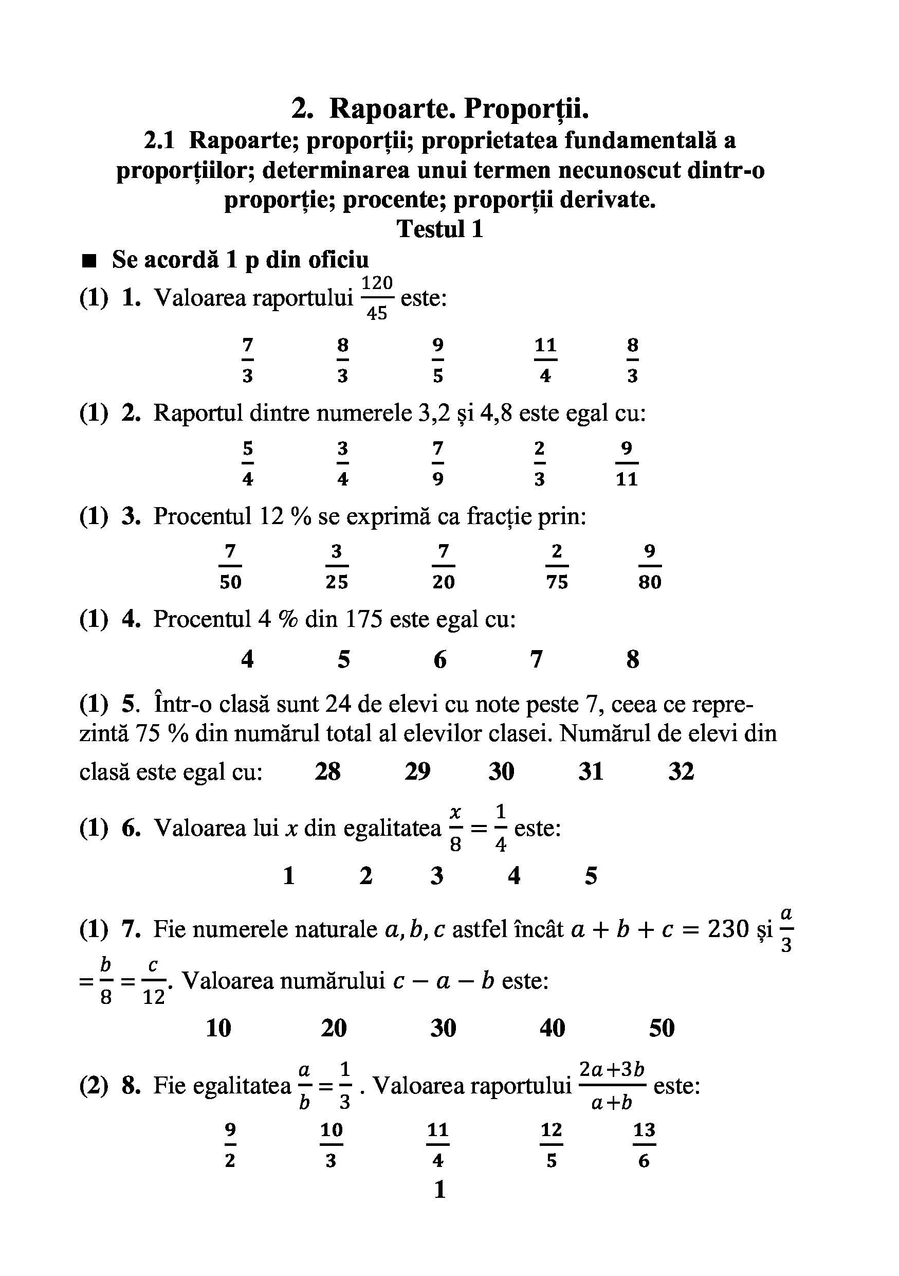 Teste grila de autoevaluare la matematica pentru alasa a VI-a | Gheorghe Adalbert Schneider