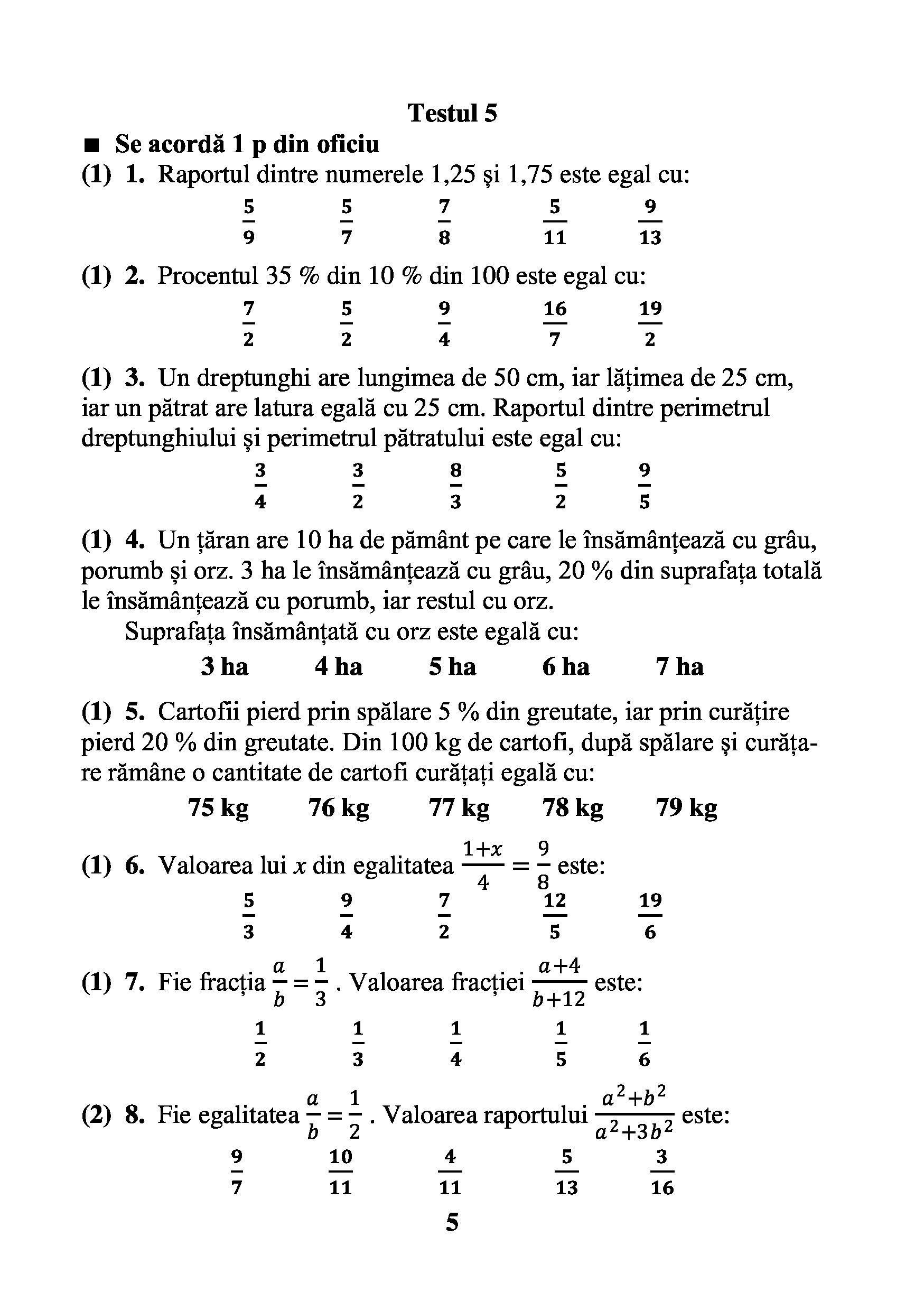 Teste grila de autoevaluare la matematica pentru alasa a VI-a | Gheorghe Adalbert Schneider - 4 | YEO