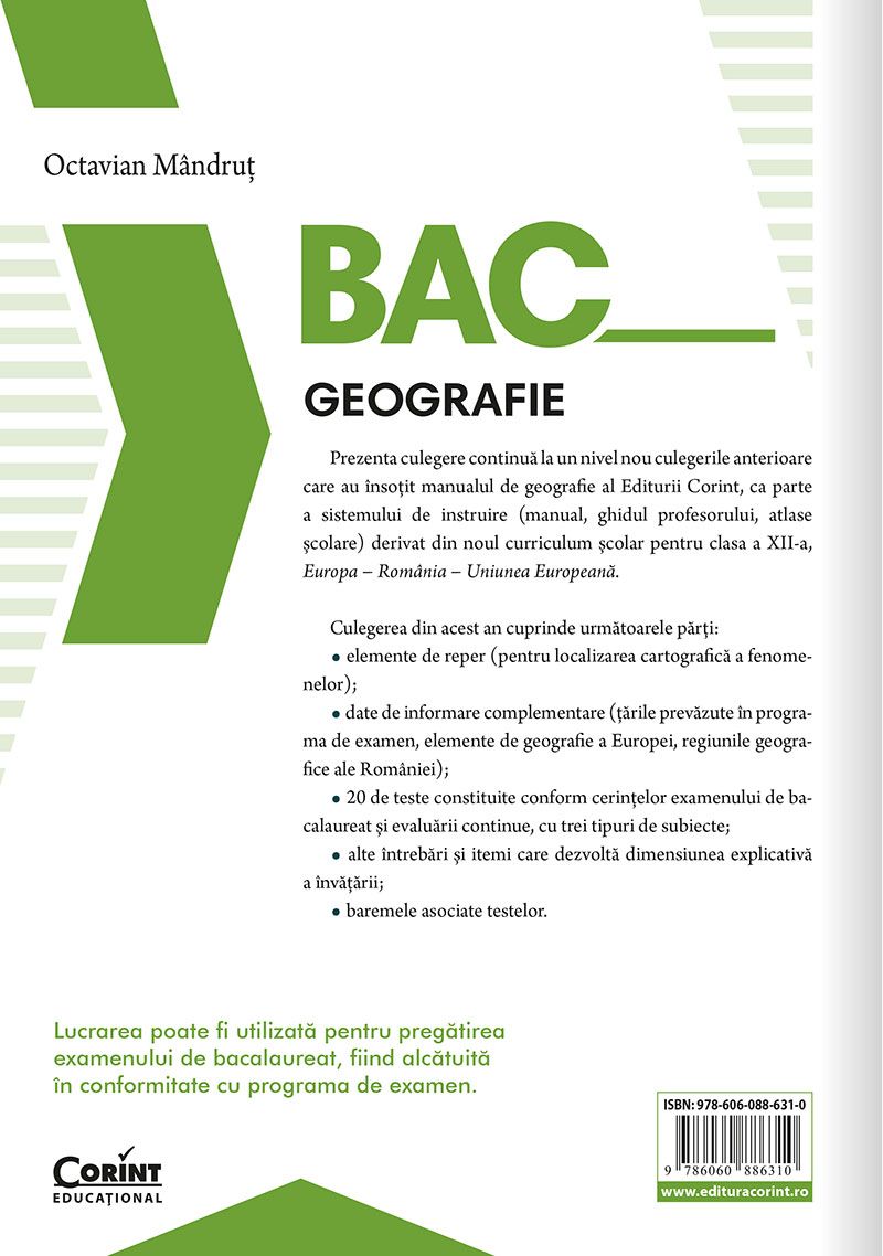 Bacalaureat 2025 - Geografie. Europa - Romania - Uniunea Europeana. Probleme fundamentale | Octavian Mandrut