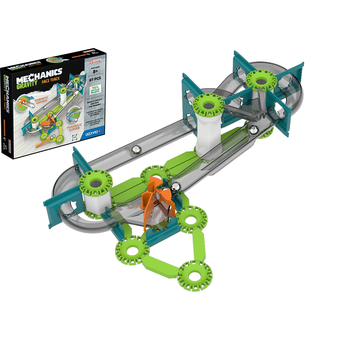 Set de constructie - Mechanics Gravity - Race Track, 67 piese | Geomag - 1 | YEO