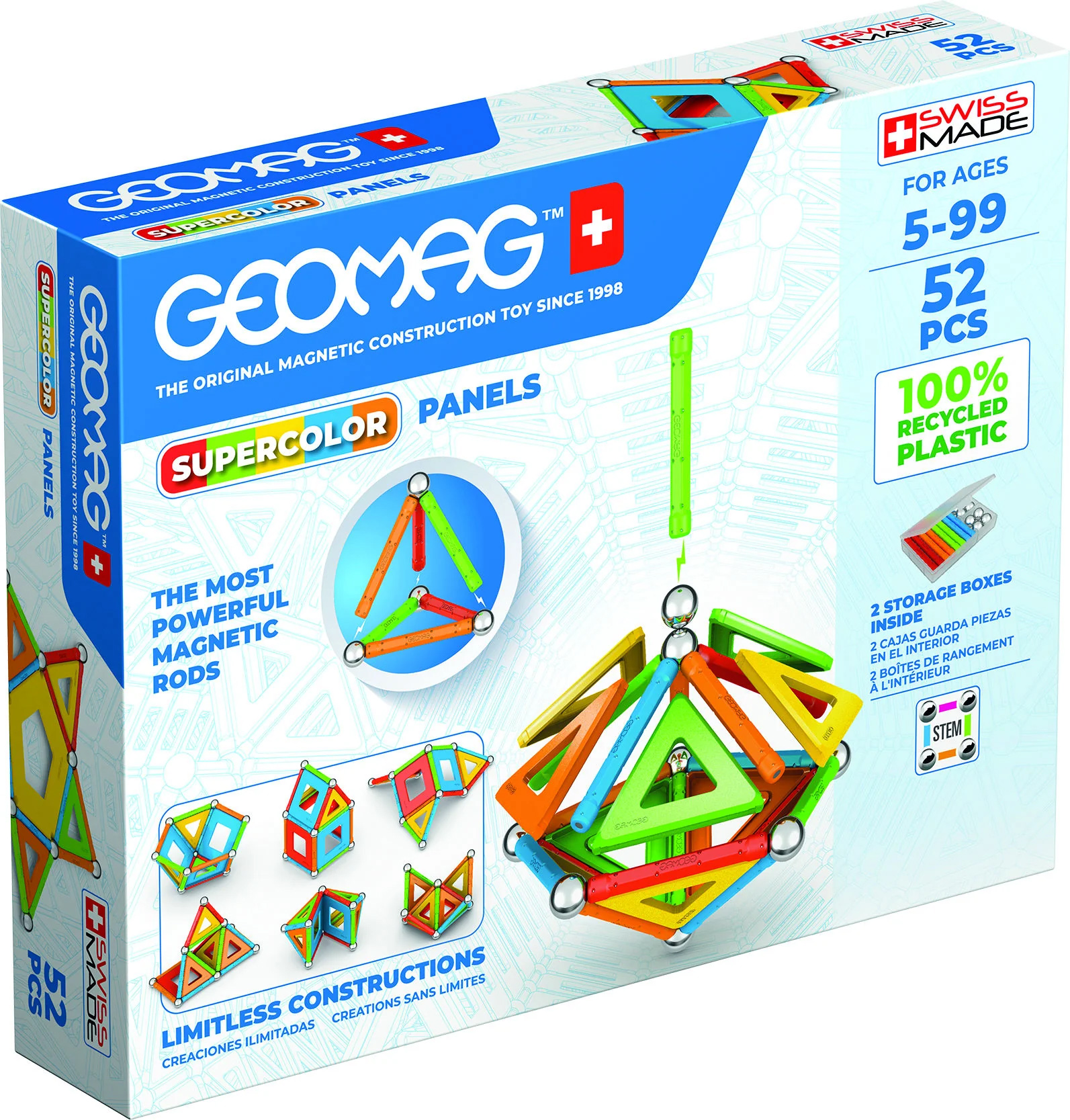 Set de constructie - Supercolor Panels, 52 piese | Geomag - 1 | YEO