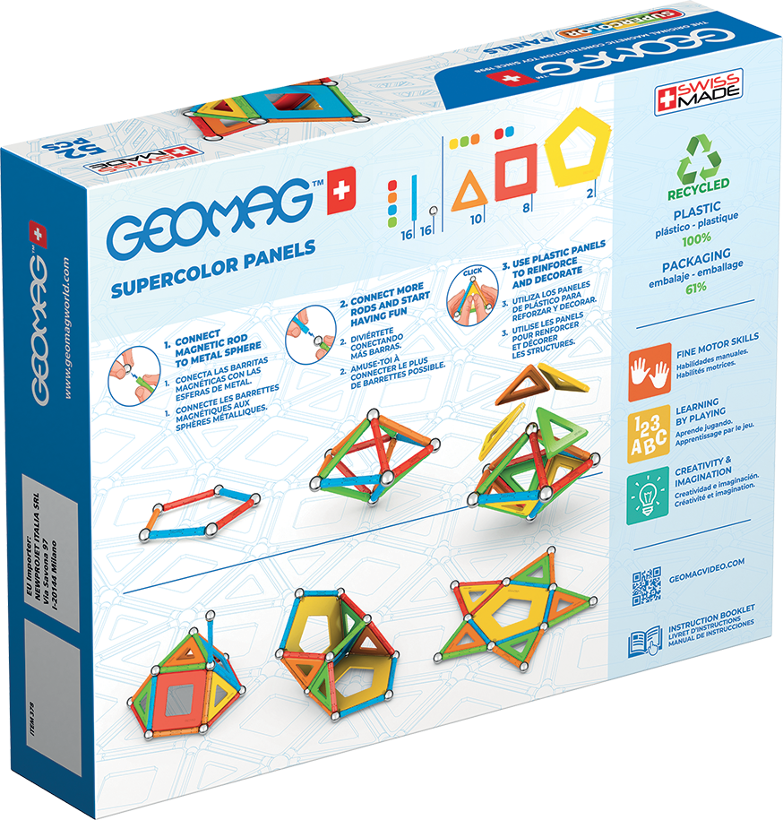 Set de constructie - Supercolor Panels, 52 piese | Geomag