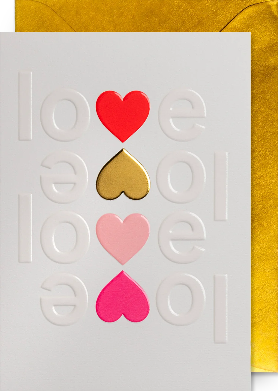 Felicitare - Postco - Love & Hearts - Embossed Greeting Card | Lagom Design - 2 | YEO