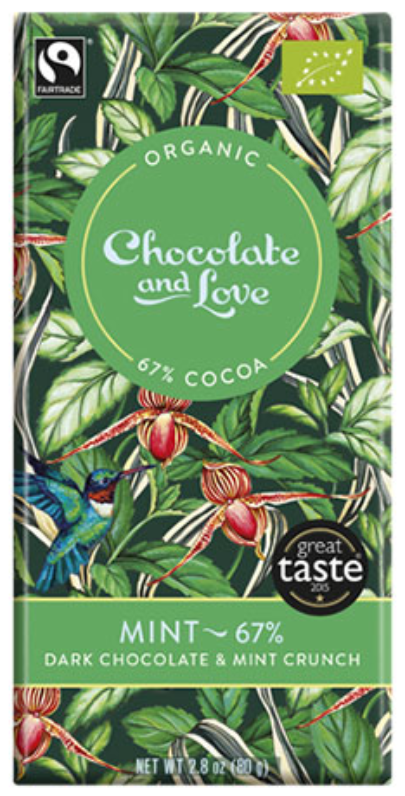 Ciocolata amaruie cu menta 67% - BIO + RO-ECO-007 | Chocolate and Love