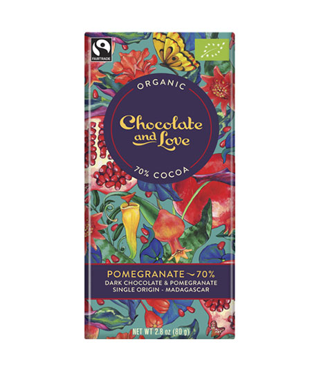 Ciocolata amaruie - Pomegranate 70% Bio | Chocolate and Love
