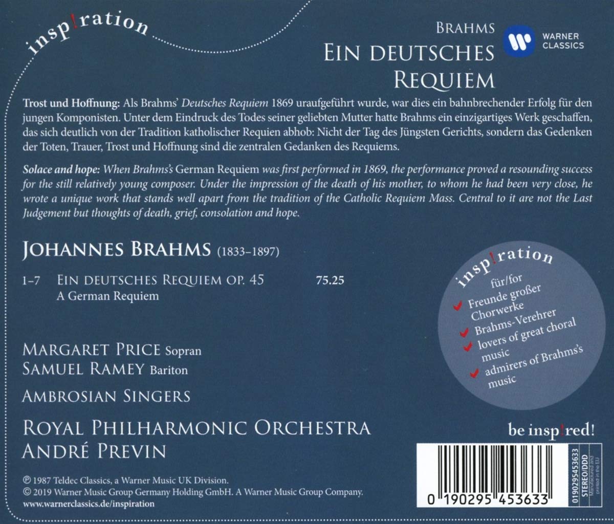 Ein Deutsches Requiem Op. 45 | Johannes Brahms , Andre Previn