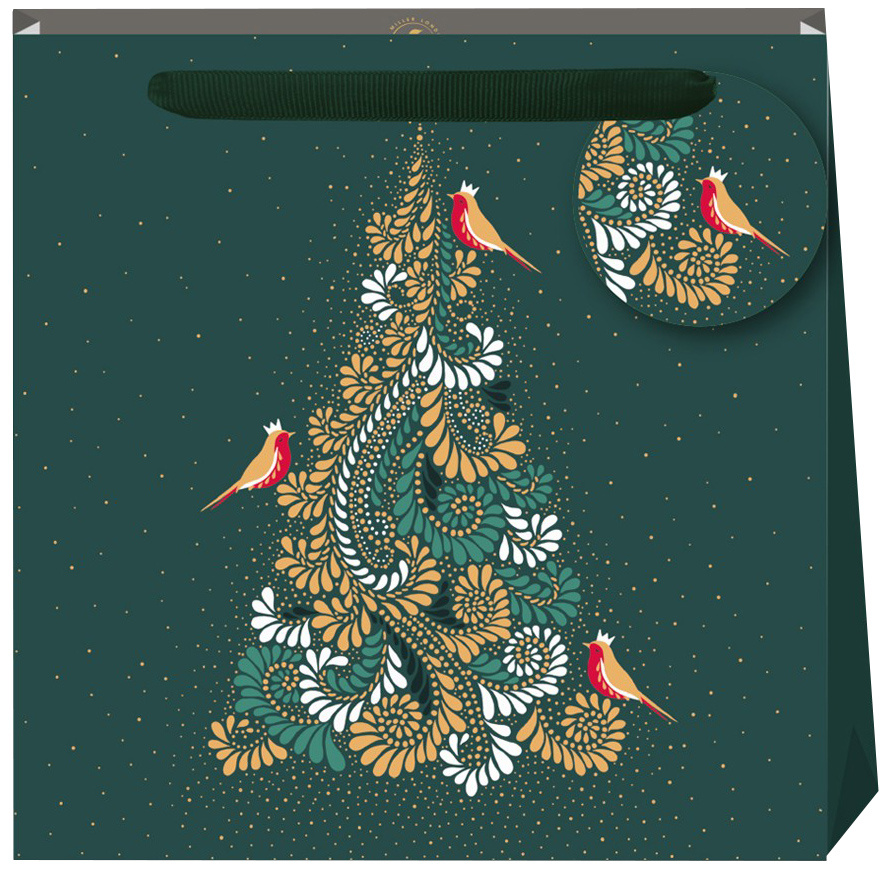 Punga de cadou - Filigree Tree Deep Emerald - Medium Christmas Bag | Sara Miller London