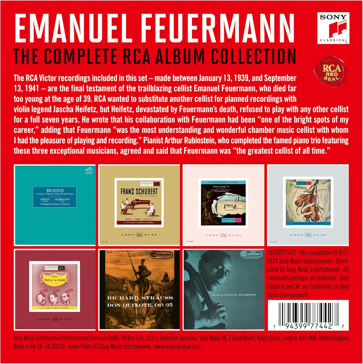 Emanuel Feuermann - The Complete RCA Album Collection | Emanuel Feuermann, Jascha Heifetz, Franz Rupp, Arthur Rubinstein, Philadelphia Orchestra, Eugene Ormandy - 1 | YEO