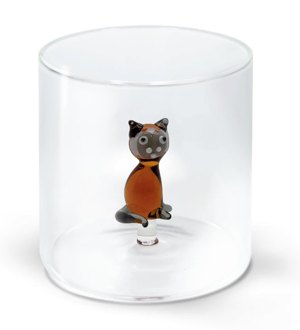 Pahar - Siamese Cat Decoration - Borosilicate Glass 250ml | WD Lifestyle
