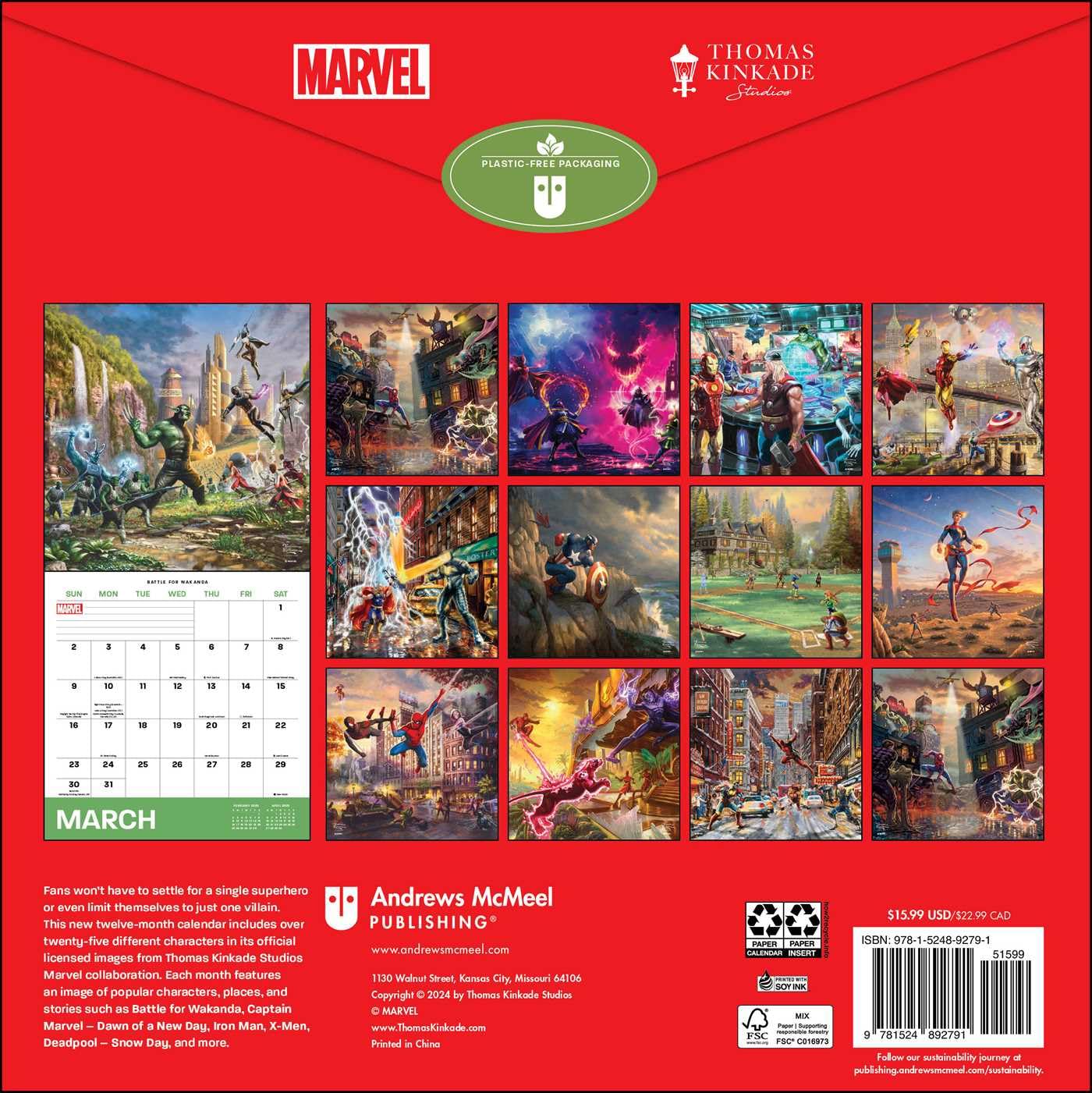 Calendar 2025 - Marvel by Thomas Kinkade | Andrews McMeel