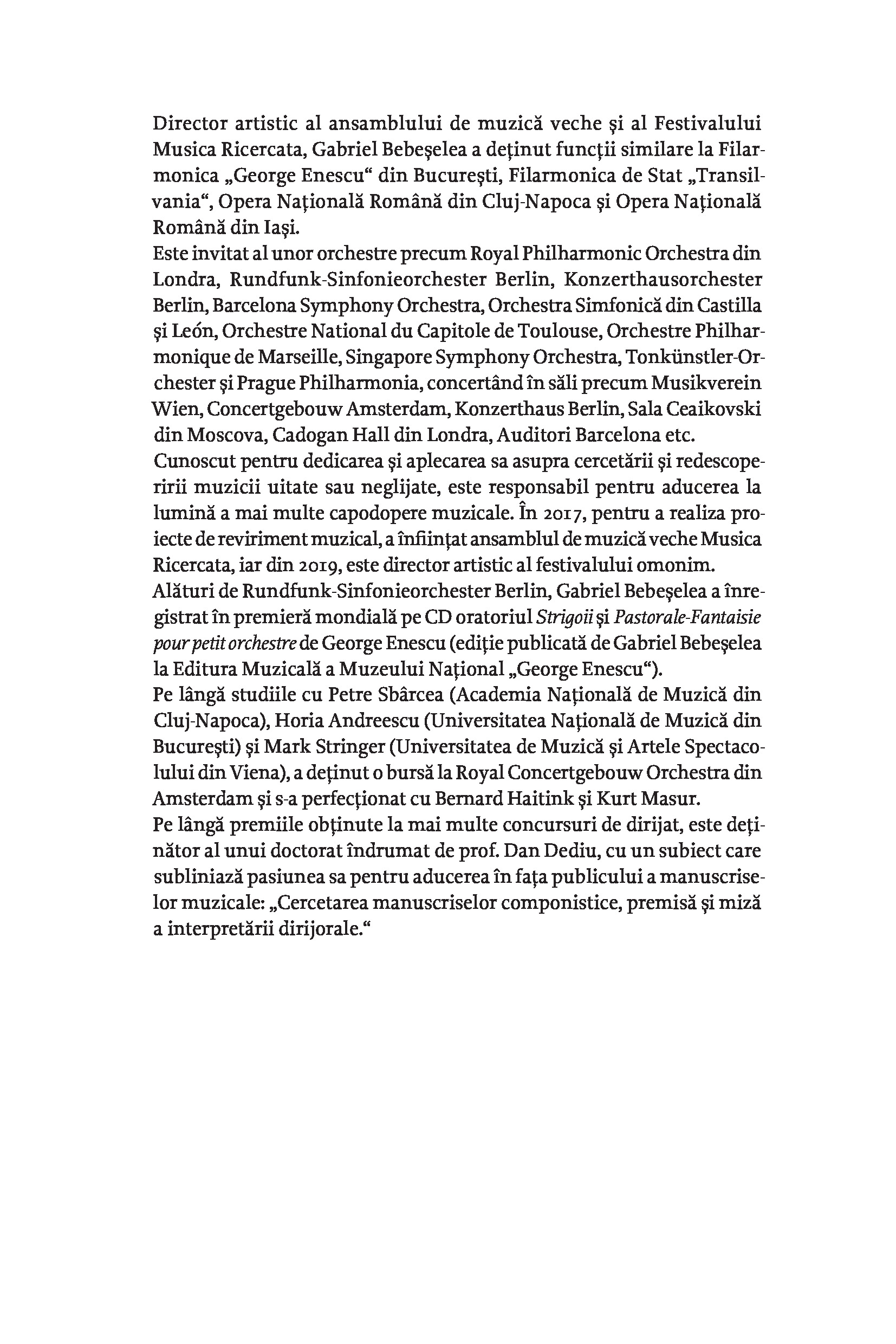 Musica ricercata | Gabriel Bebeselea