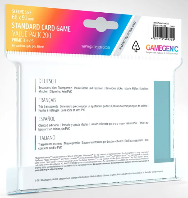 Set 200 folii protectie carti - Gamegenic Prime Standard | Gamegenic