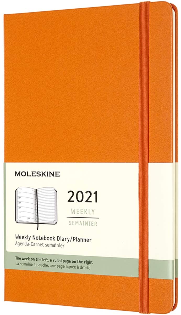 Agenda 2021 - Moleskine 12-Month Weekly Notebook Planner - Cadmium Orange, Softcover Large | Moleskine