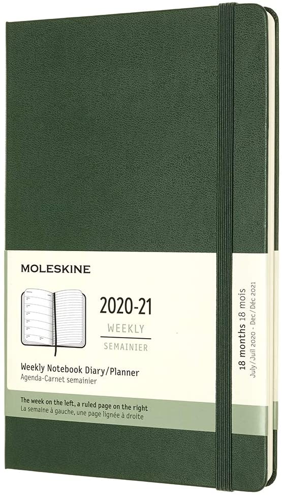 Agenda 2020-2021 - Moleskine 18-Month Weekly Notebook Planner - Green, Large, Hard Cover | Moleskine