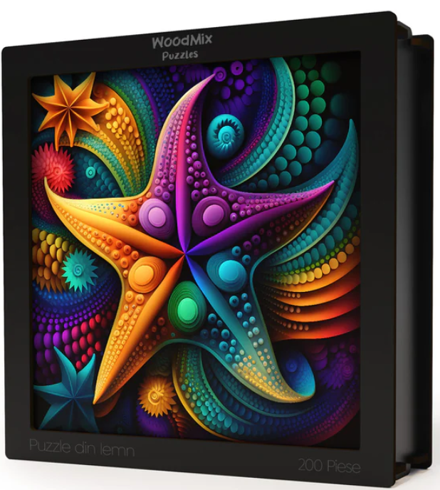 Puzzle din lemn - Abstract - Rainbow Starfish | Woodmix Puzzles - 1 | YEO