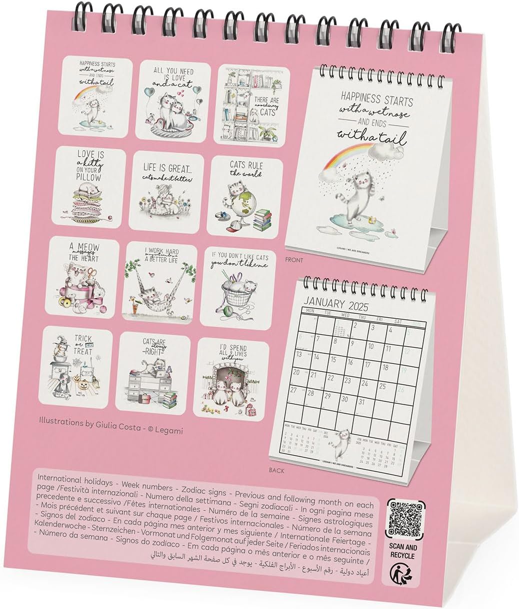 Calendar de birou 2025 - Sketchy Cats | Legami - 2 | YEO