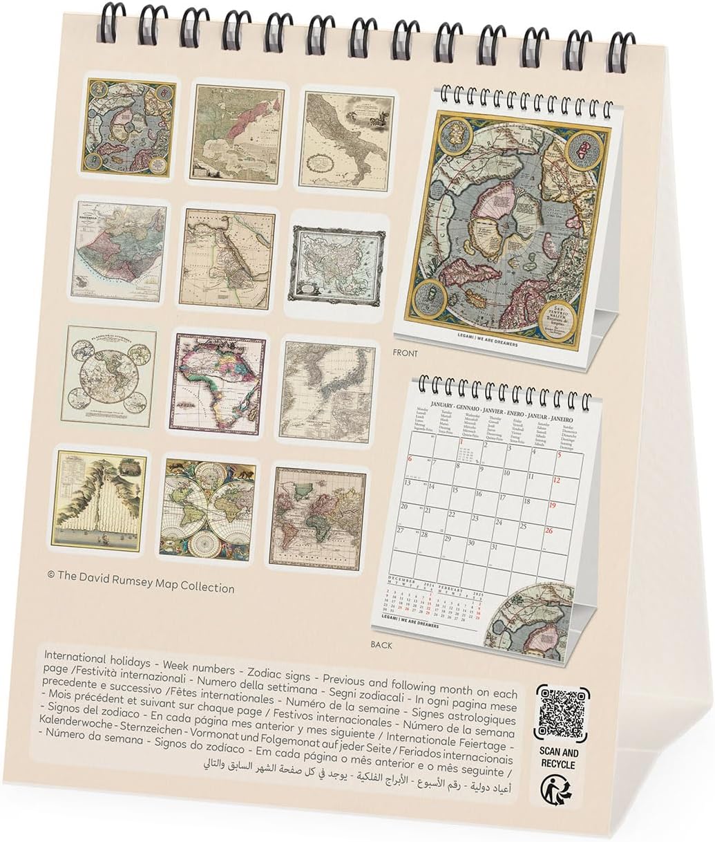 Calendar de birou 2025 - Vintage Maps | Legami - 1 | YEO