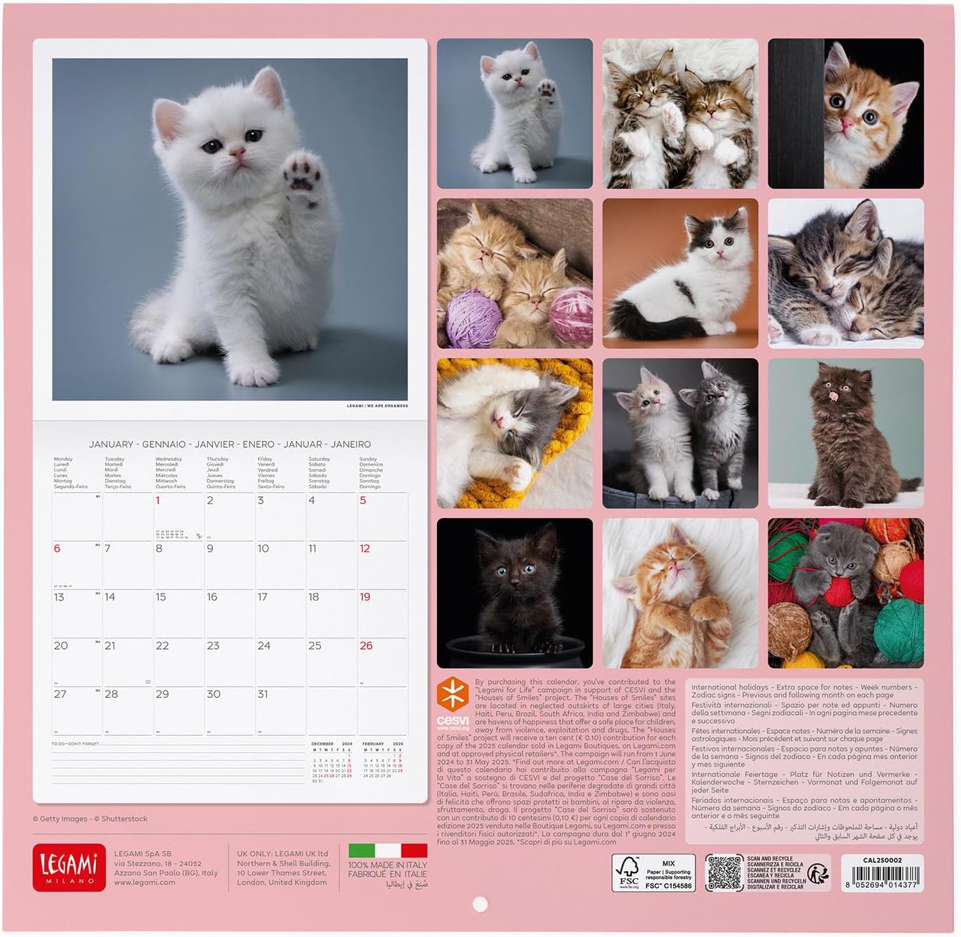 Calendar de perete 2025 - Kittens | Legami - 1 | YEO