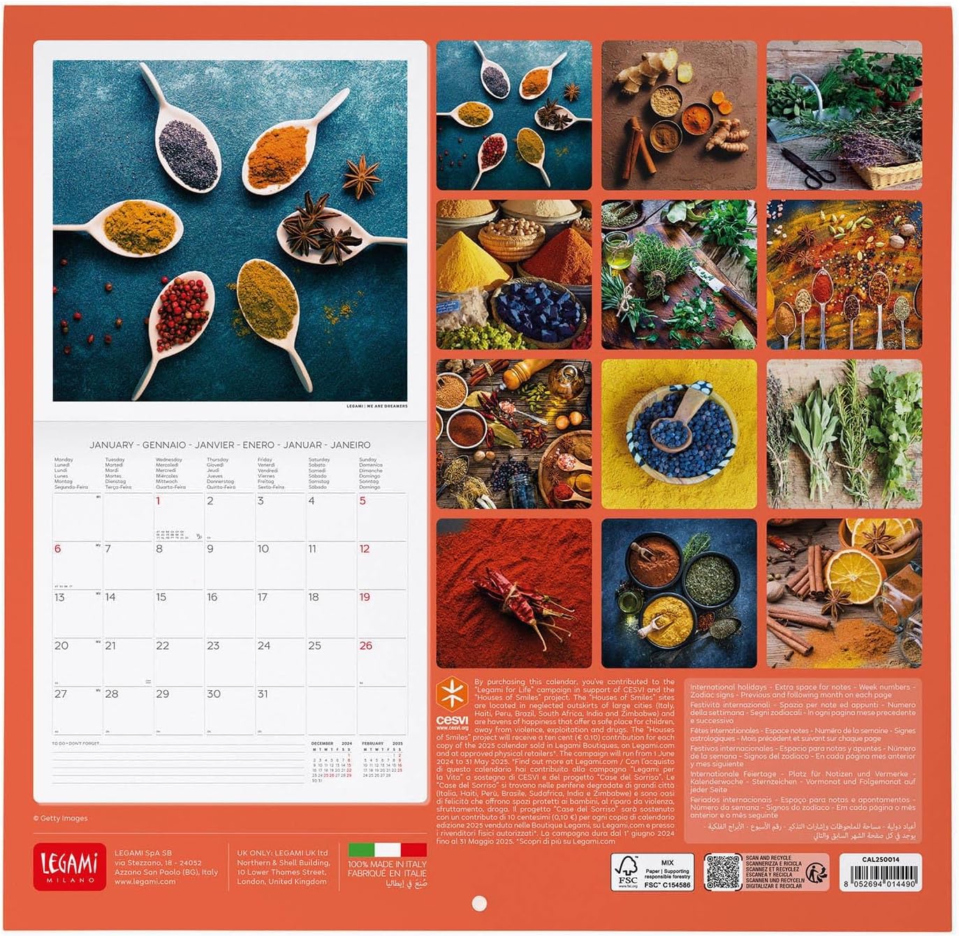 Calendar de perete 2025 - Herbs & Spices | Legami - 1 | YEO