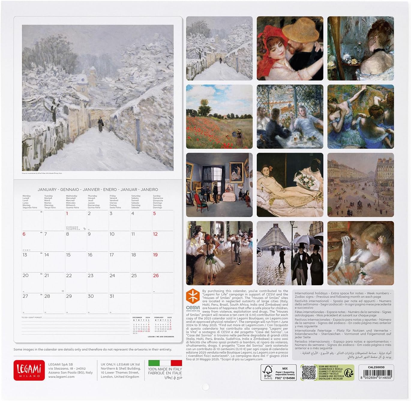 Calendar de perete 2025 - Impressionists | Legami - 1 | YEO