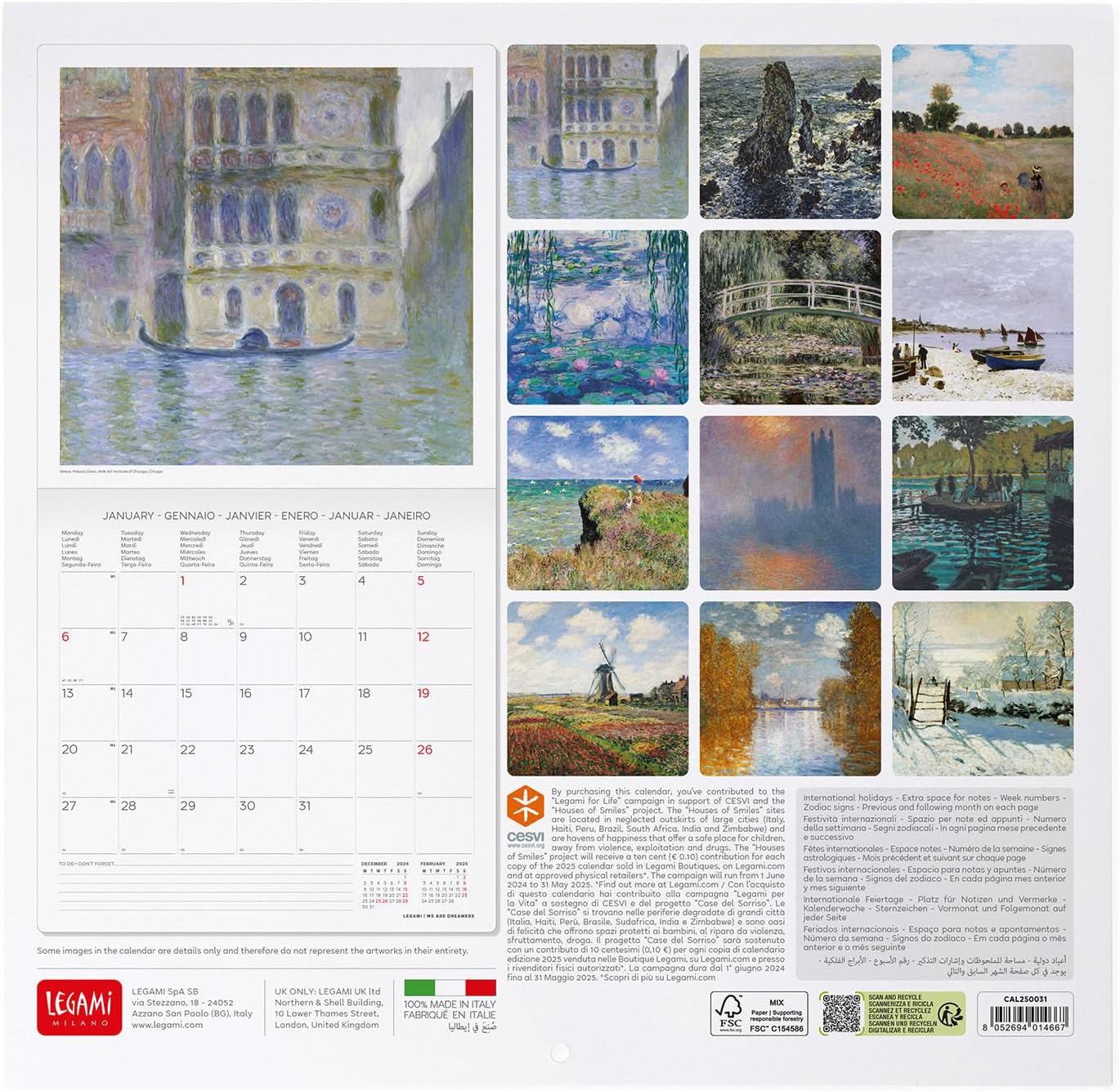 Calendar 2025 - Claude Monet | Legami - 1 | YEO