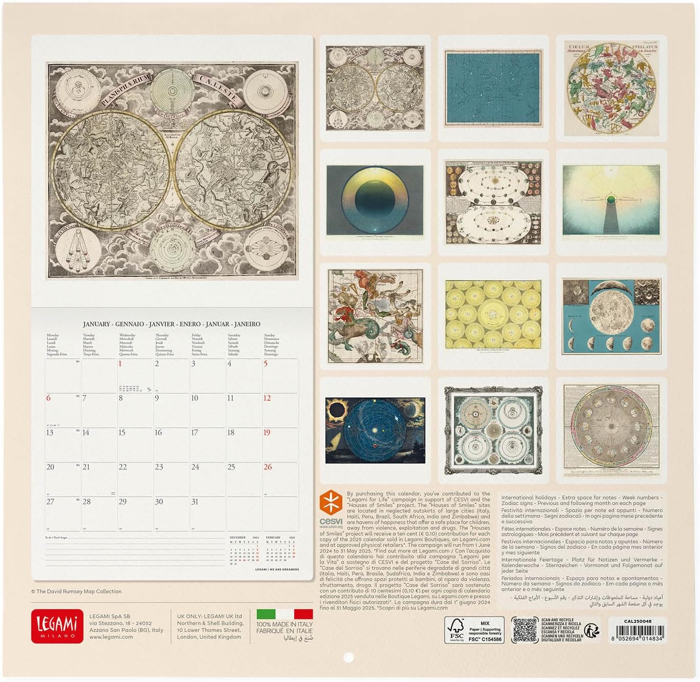 Calendar de perete 2025 - Celestial Maps | Legami - 1 | YEO