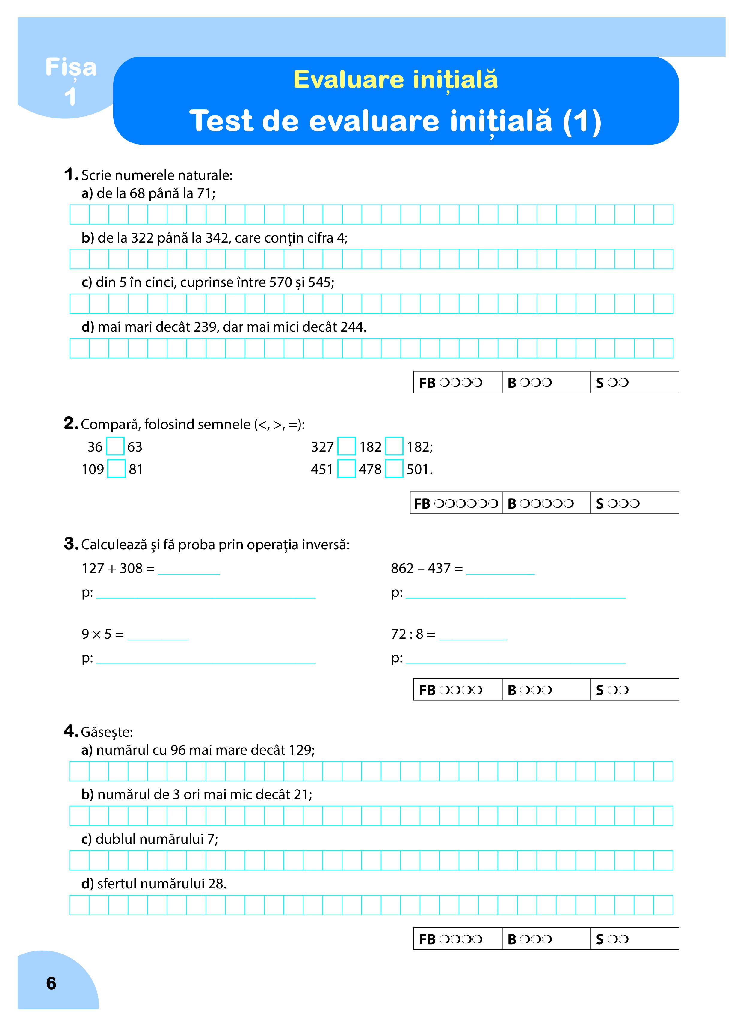 Matematica - Fise de lucru, Clasa a III-a | Daniela Berechet, Florian Berechet, Jeana Tita, Lidia Costache - 4 | YEO