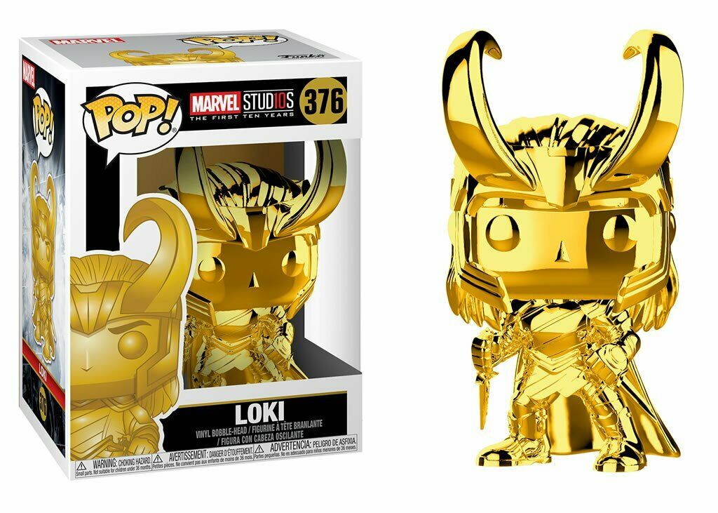 Figurina - Funko Pop! Pop Bobble: Marvel Studios 10th Anniversary Gold Chrome: Loki | FunKo