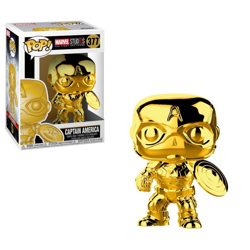 Figurina - Funko Pop! Marvel Studios 10th Anniversary Gold Chrome: Captain America | FunKo