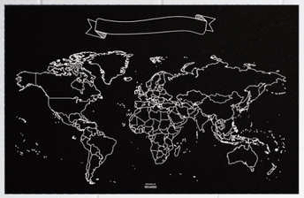 Harta XL - Woody Map Chalkboard Wereld | Miss Wood