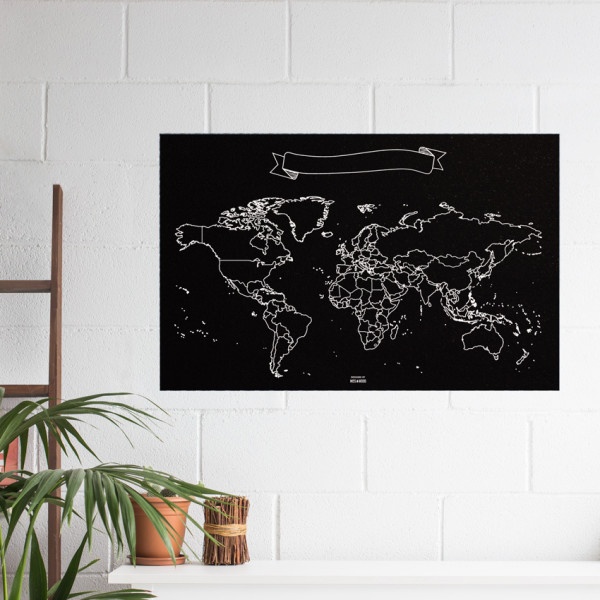 Harta XL - Woody Map Chalkboard Wereld | Miss Wood - 1 | YEO