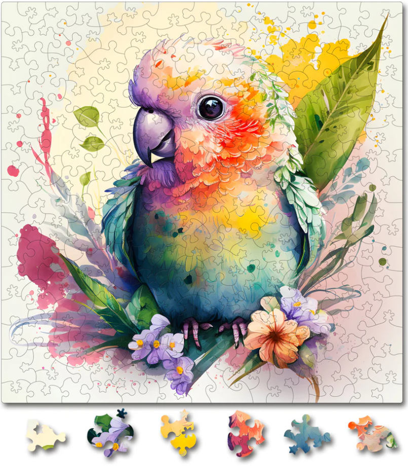 Puzzle din lemn - Baby Parrot | Woodmix Puzzles