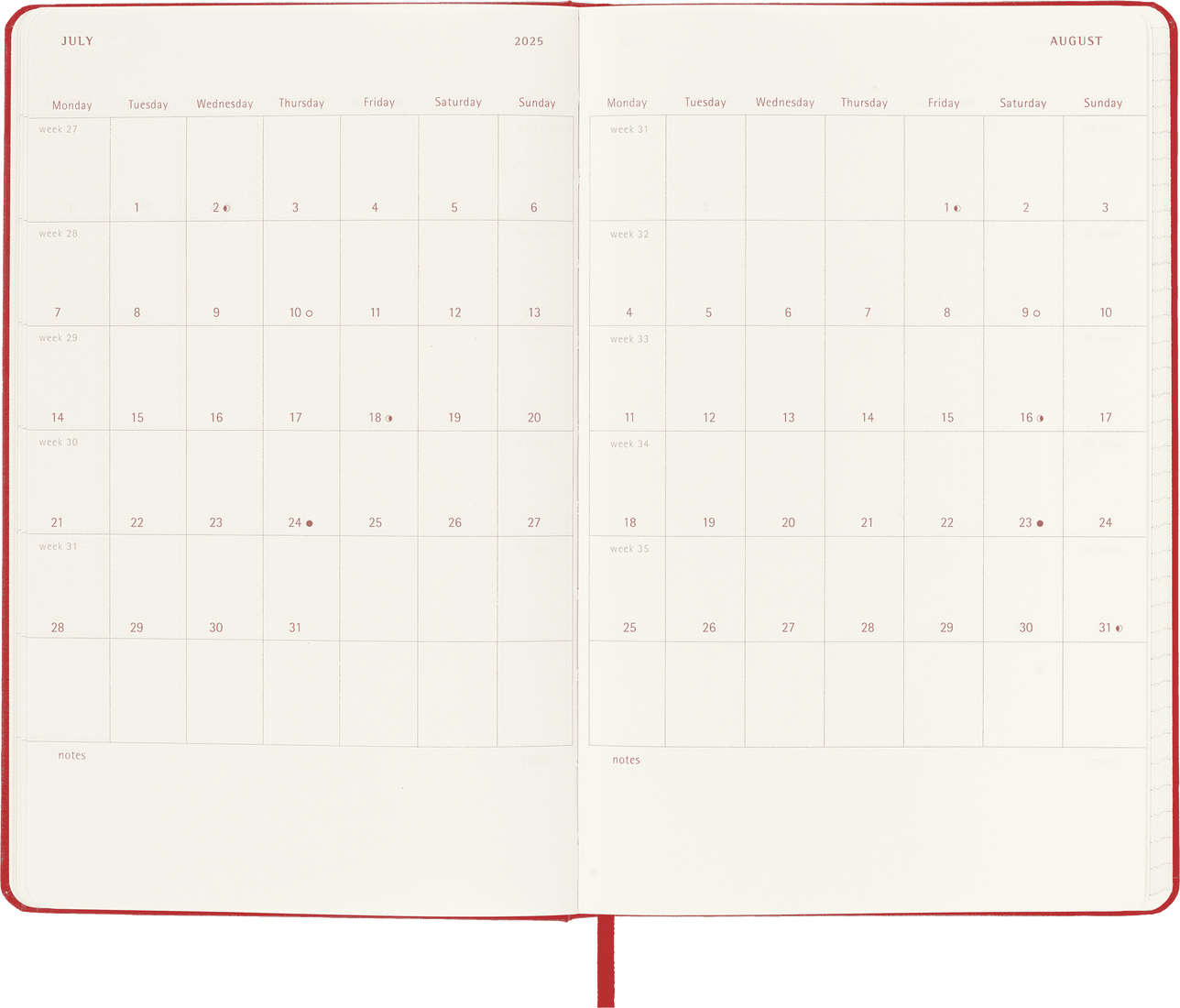 Agenda 2025 - Classic Planner - Daily, Large, Hard Cover, 12 months, Scarlet Red | Moleskine - 2 | YEO