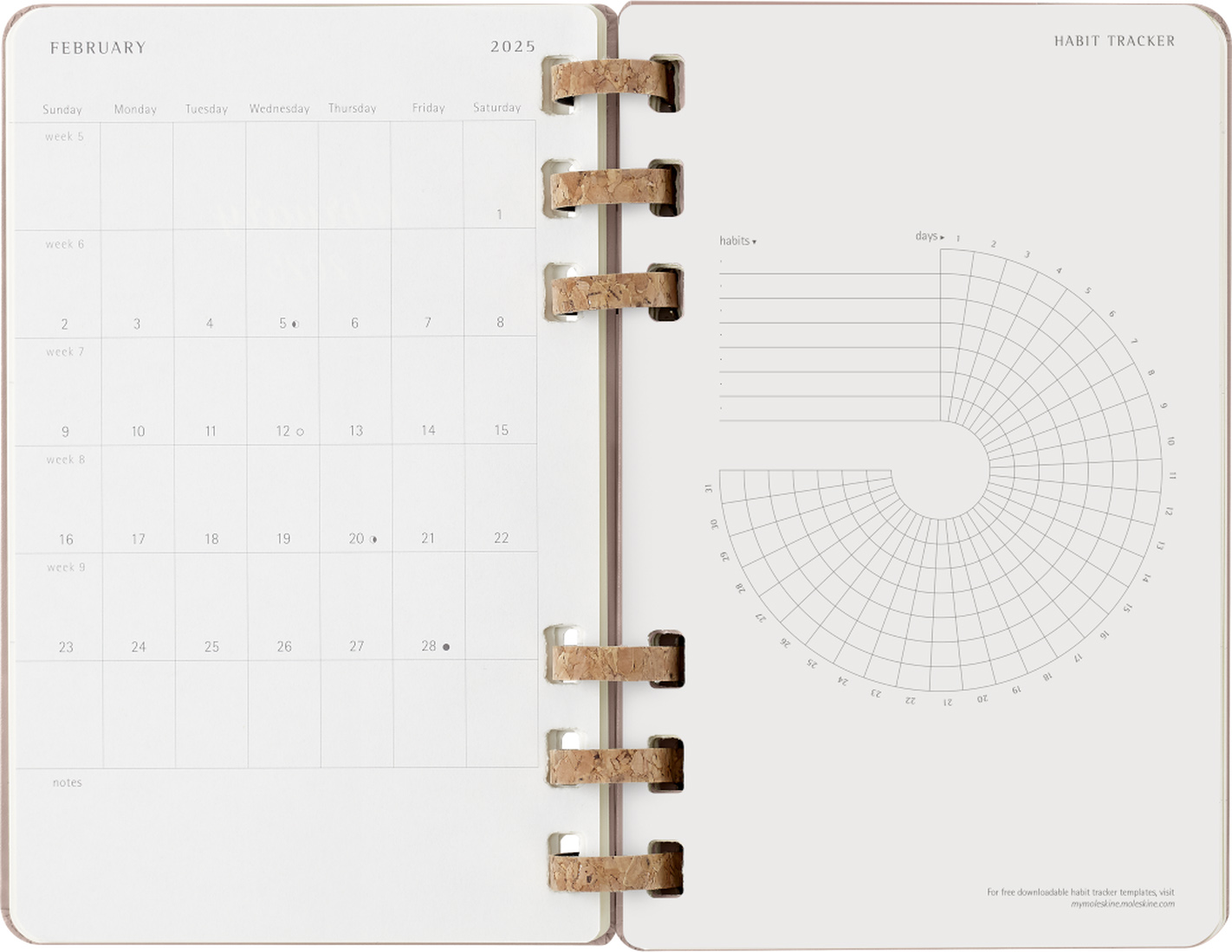 Agenda 2025 - Life Planner - 12-Month, Large, Spiral, Pink | Moleskine - 8 | YEO