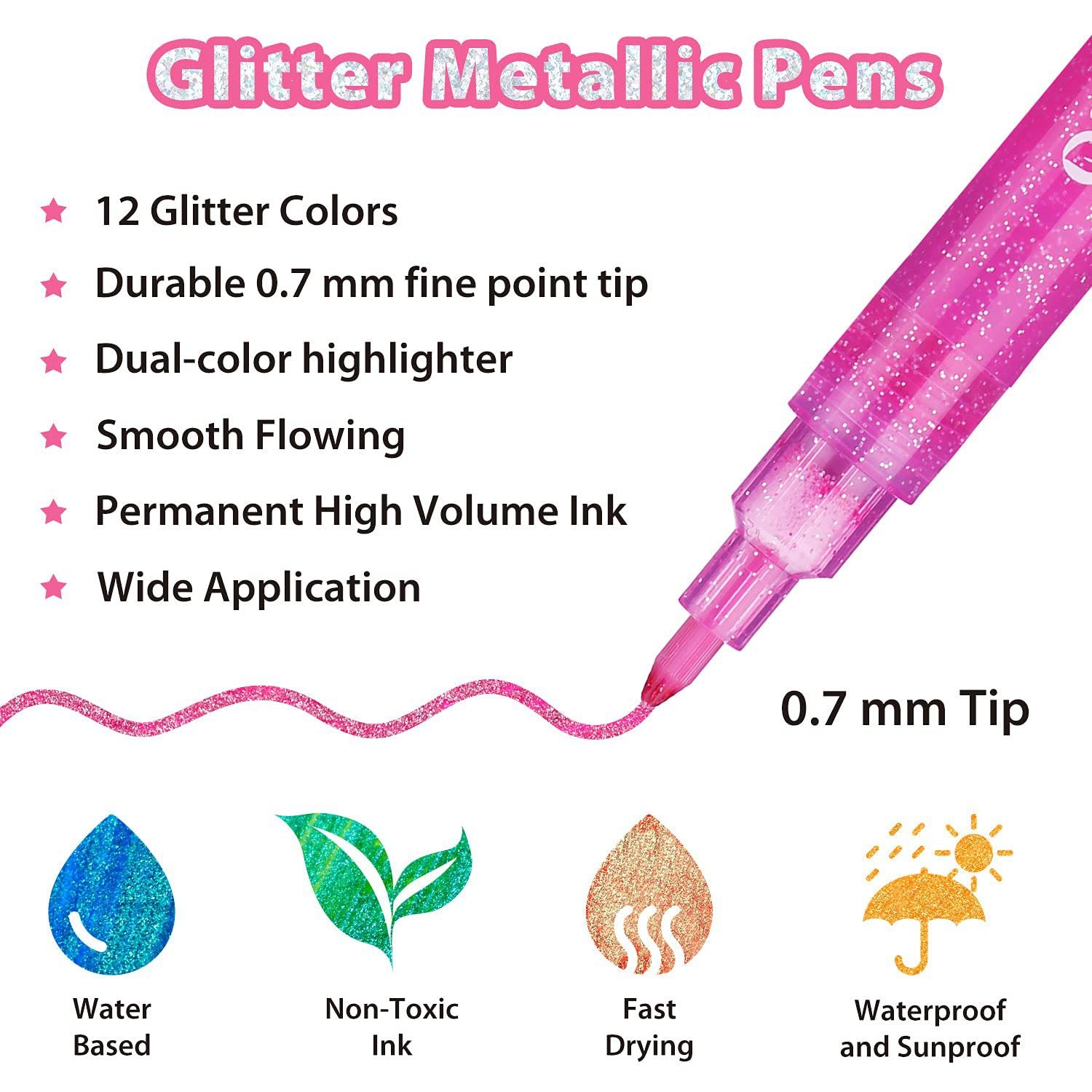 Set 12 markere - Glitter Metallic Marker | Ohuhu - 2 | YEO