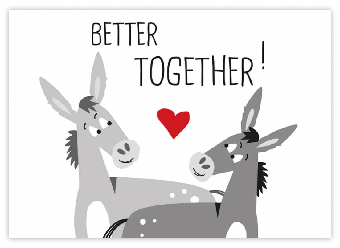 Felicitare - Donkey Love - Better Toghether! | Paperproducts Design