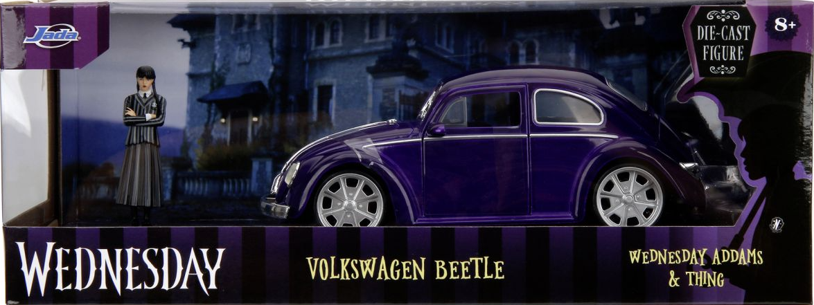 Set masinuta metalica si figurina - Volkswagen Beetle 1972 & Wednesday Addams | Jada Toys - 6