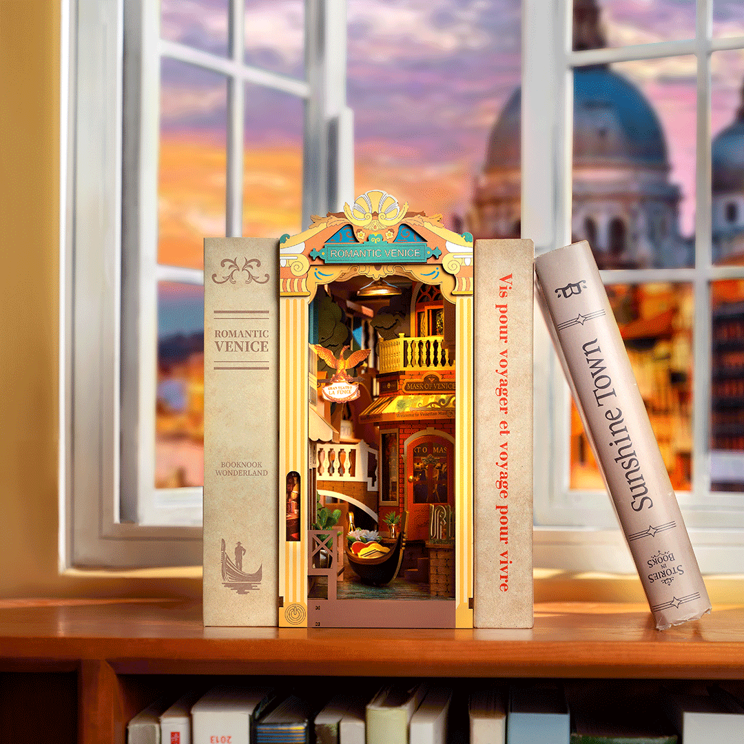 Book Nook. Puzzle 3D 110 piese - Cotor de carte DIY - Venetia romantica | Robotime - 1