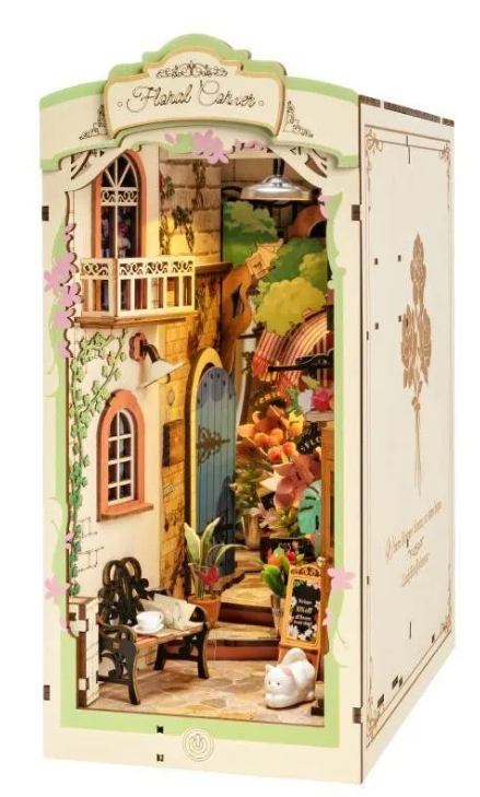 Puzzle 3D din lemn - Cotor de carte - Floral Corner | Rolife - 1 | YEO