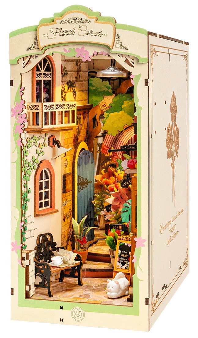 Book Nook. Puzzle 3D din lemn - Cotor de carte - Floral Corner | Robotime - 9