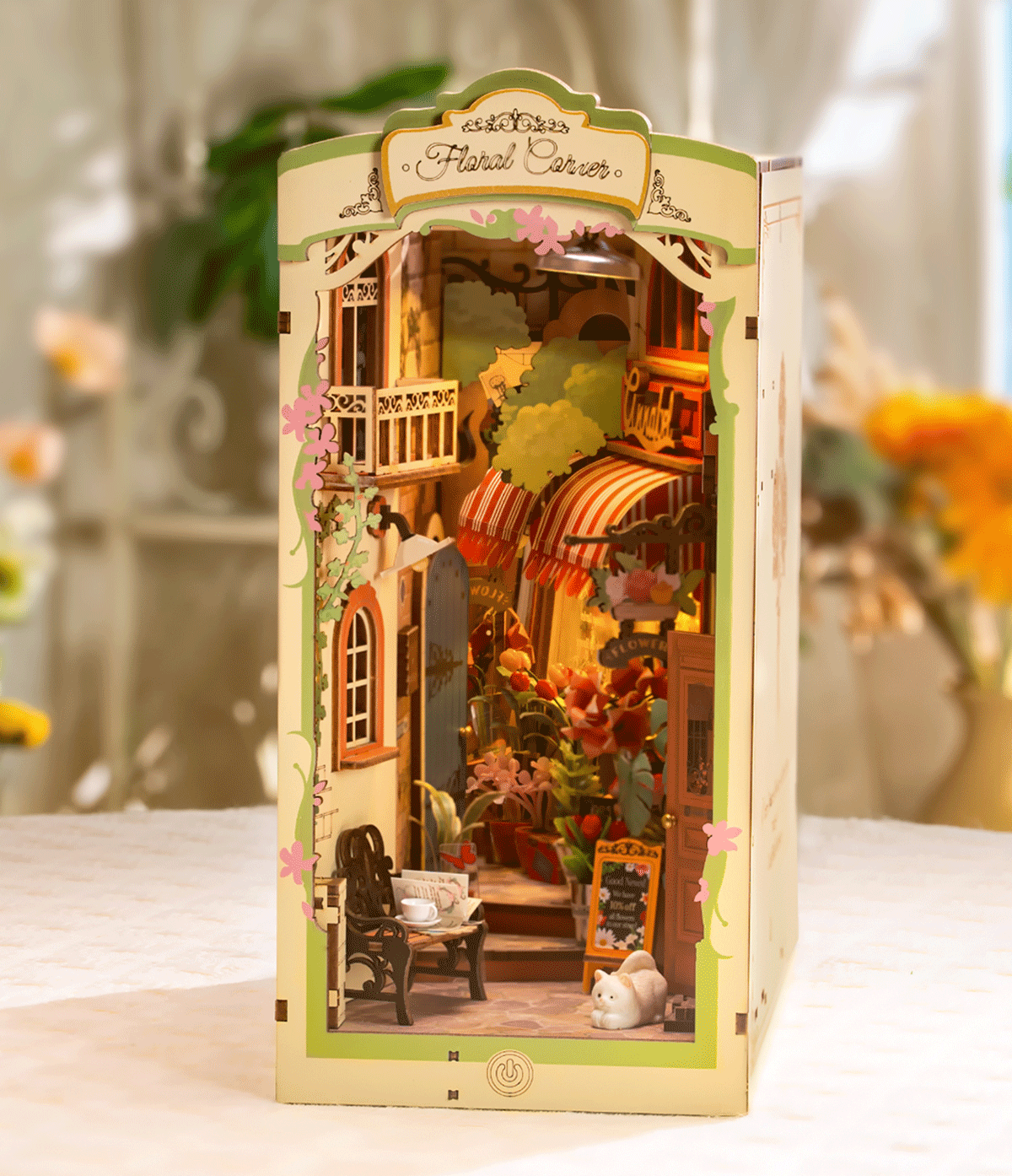 Book Nook. Puzzle 3D din lemn - Cotor de carte - Floral Corner | Robotime - 1