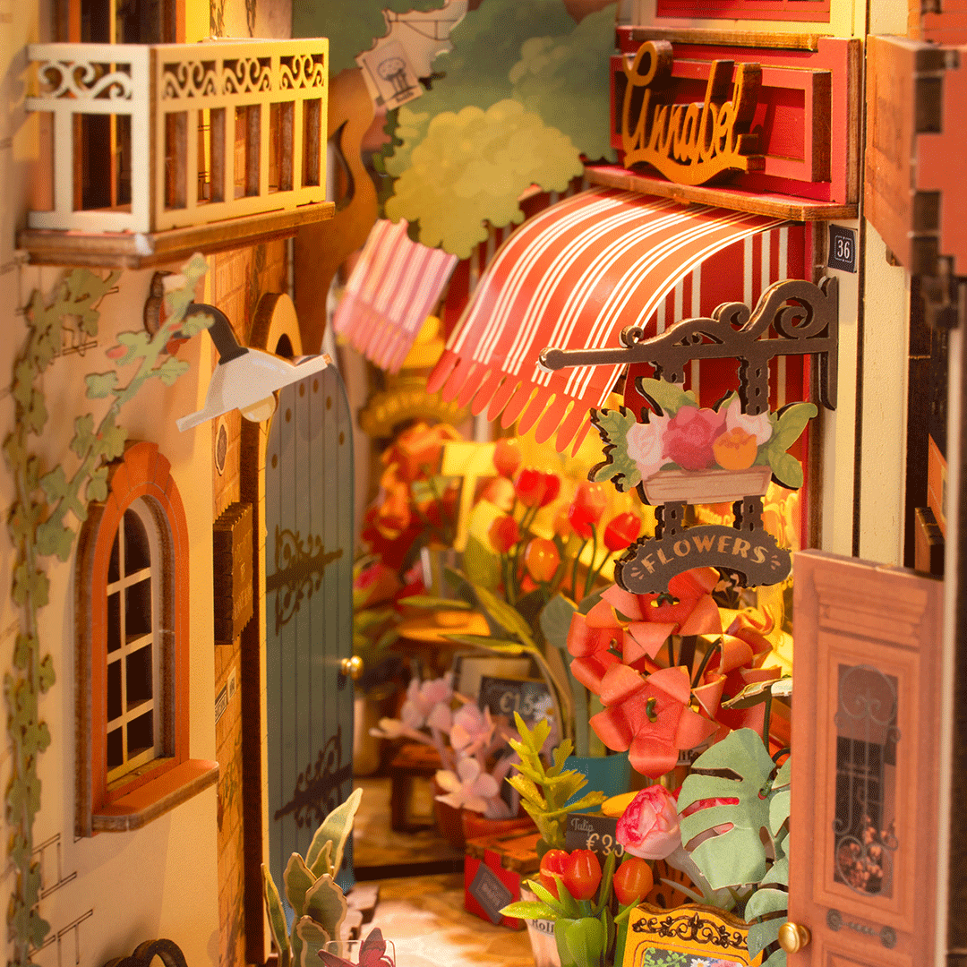 Book Nook. Puzzle 3D din lemn - Cotor de carte - Floral Corner | Robotime - 4