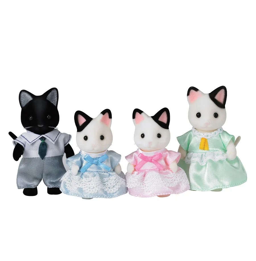 Set 4 figurine - Sylvanian Families - Tuxedo Cat Family | Epoch