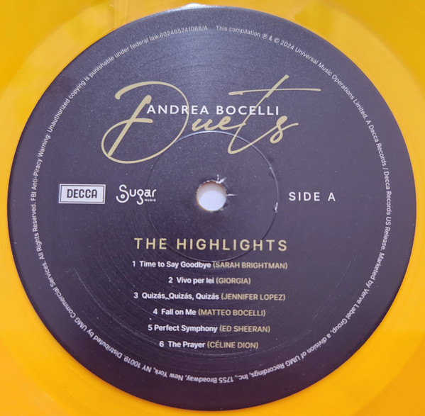 Duets - 30th Anniversary (The Highlights) - Purple Vinyl | Andrea Bocelli