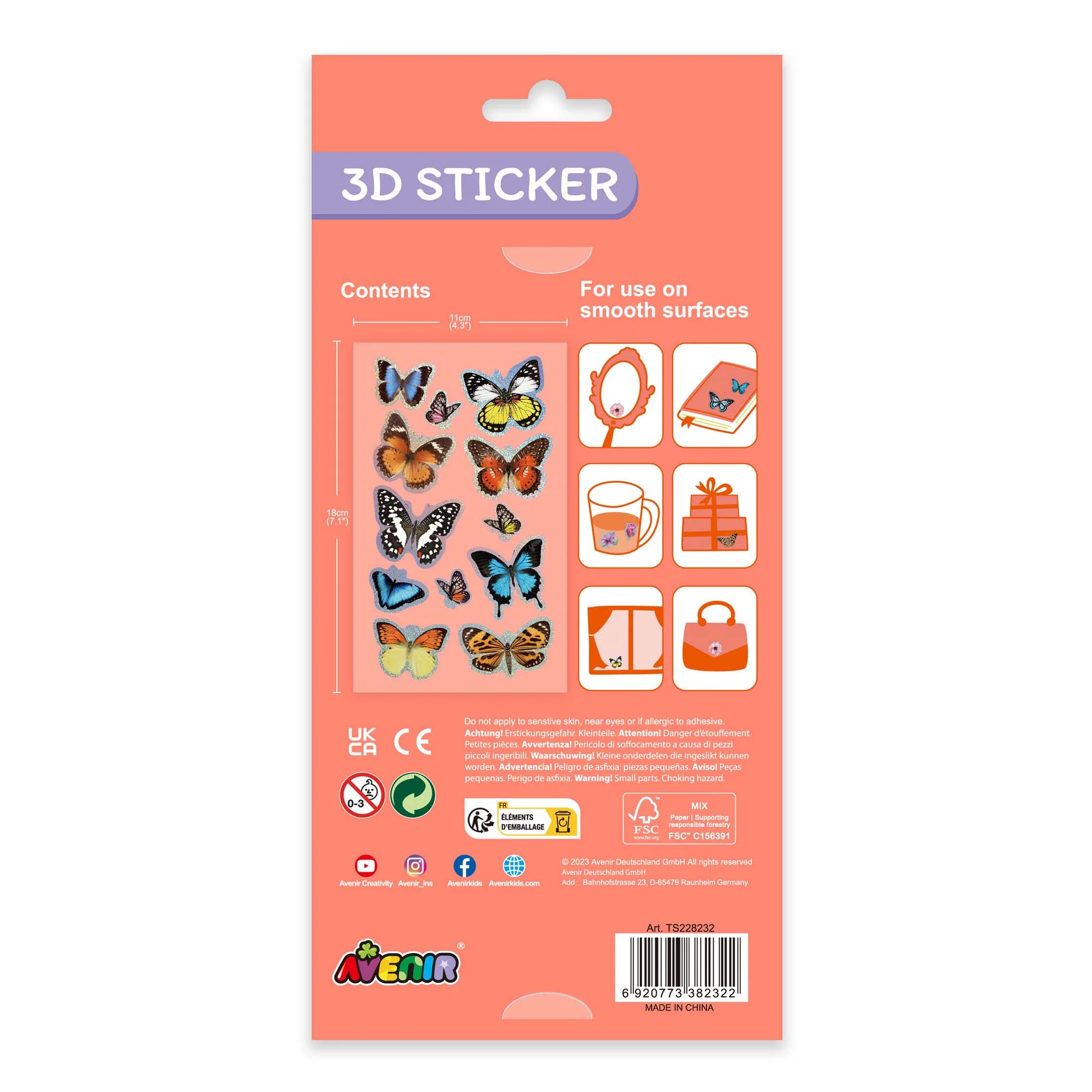 Set 10 stickere 3D - Fluturi | Avenir