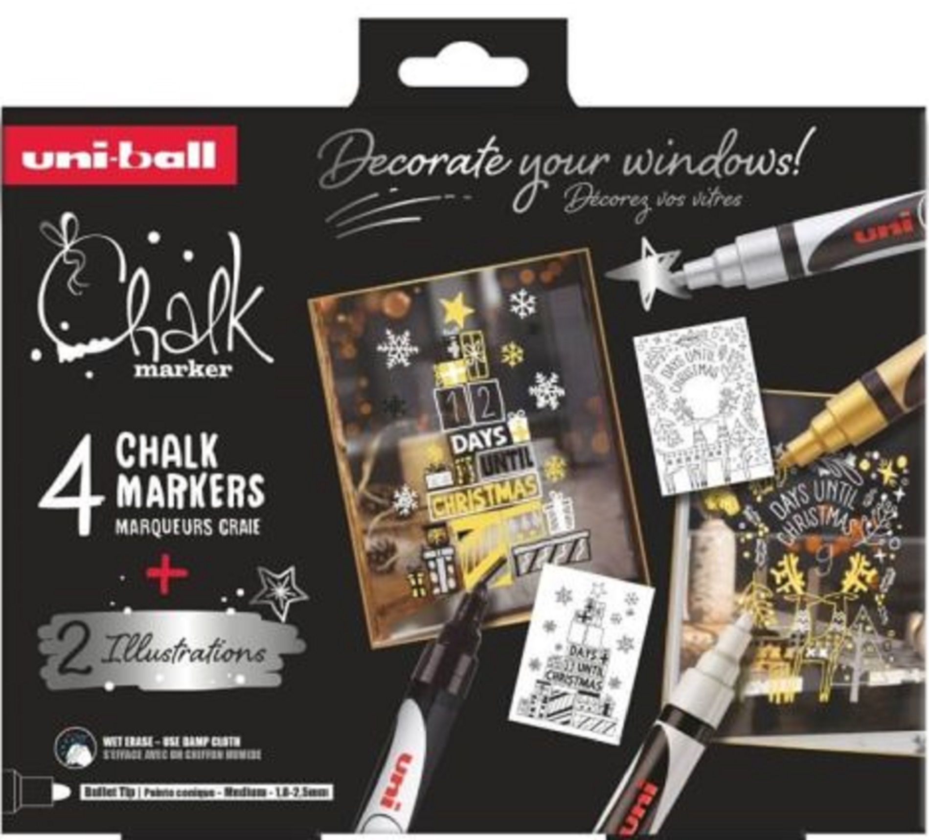 Set 4 markere cu creta - Uni Chalk - Motive Scandinave | Posca - 2 | YEO