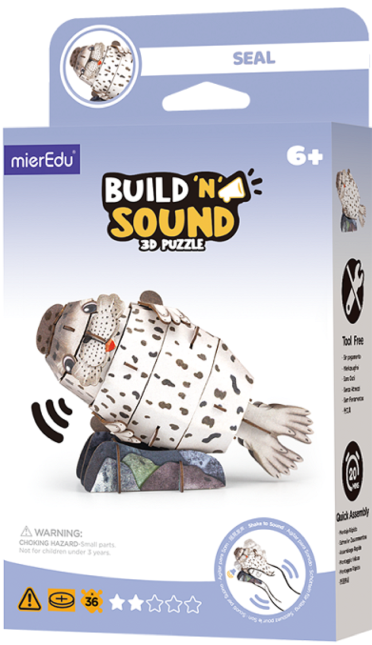 Puzzle 3D 36 piese - Build \'n\' Sound - Foca | MierEdu - 1 | YEO