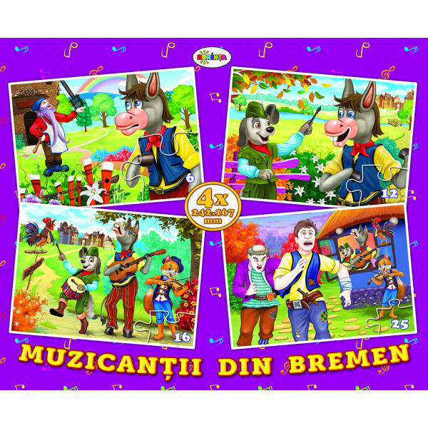 Puzzle - Muzicanții din Bremen - 4 imagini | Dorinta
