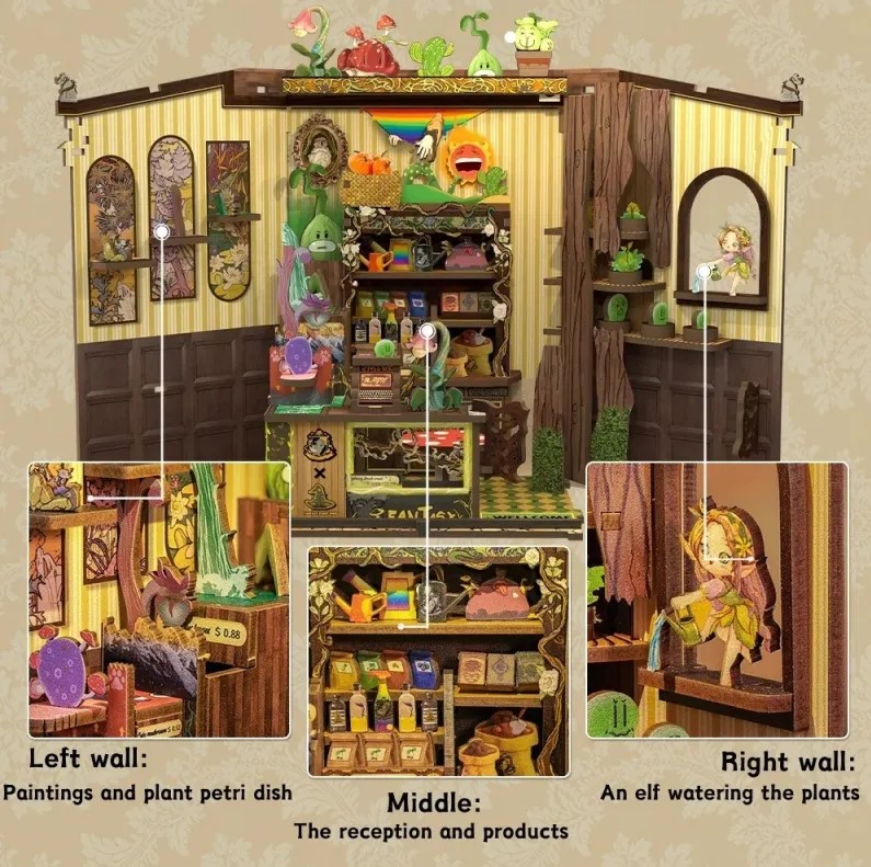 Puzzle 3D 146 piese - Cotor de carte Fantasy Plant Shop | Robotime - 5 | YEO