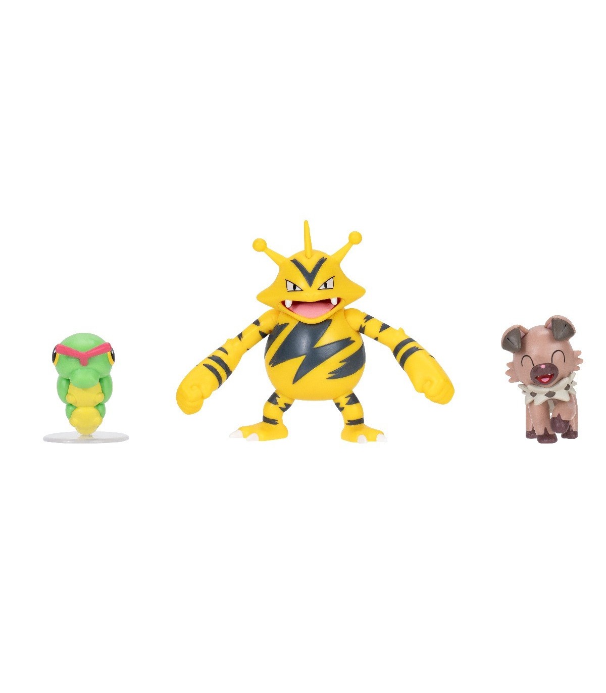 Set 3 figurine - Pokemon - Caterpie, Rockruff, Electabuzz | Jazwares